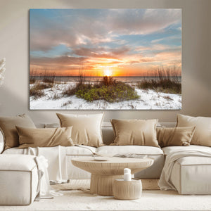 Sunset Beach Wall Art Print – Coastal Canvas Ocean Landscape