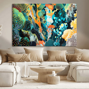 Vivid Underwater Coral Reef Wall Art Canvas Print,