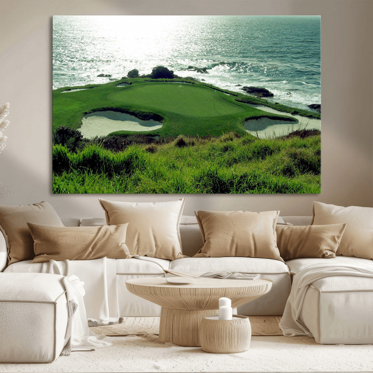 Coastal Golf Course Wall Art Canvas Print – Scenic Green