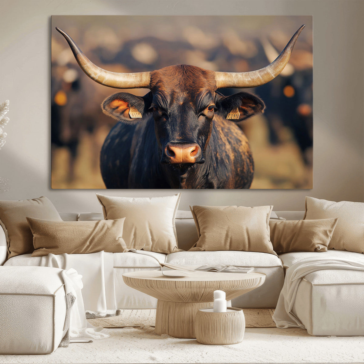 Majestic Texas Longhorn Bull Rustic Farm Animal Strong