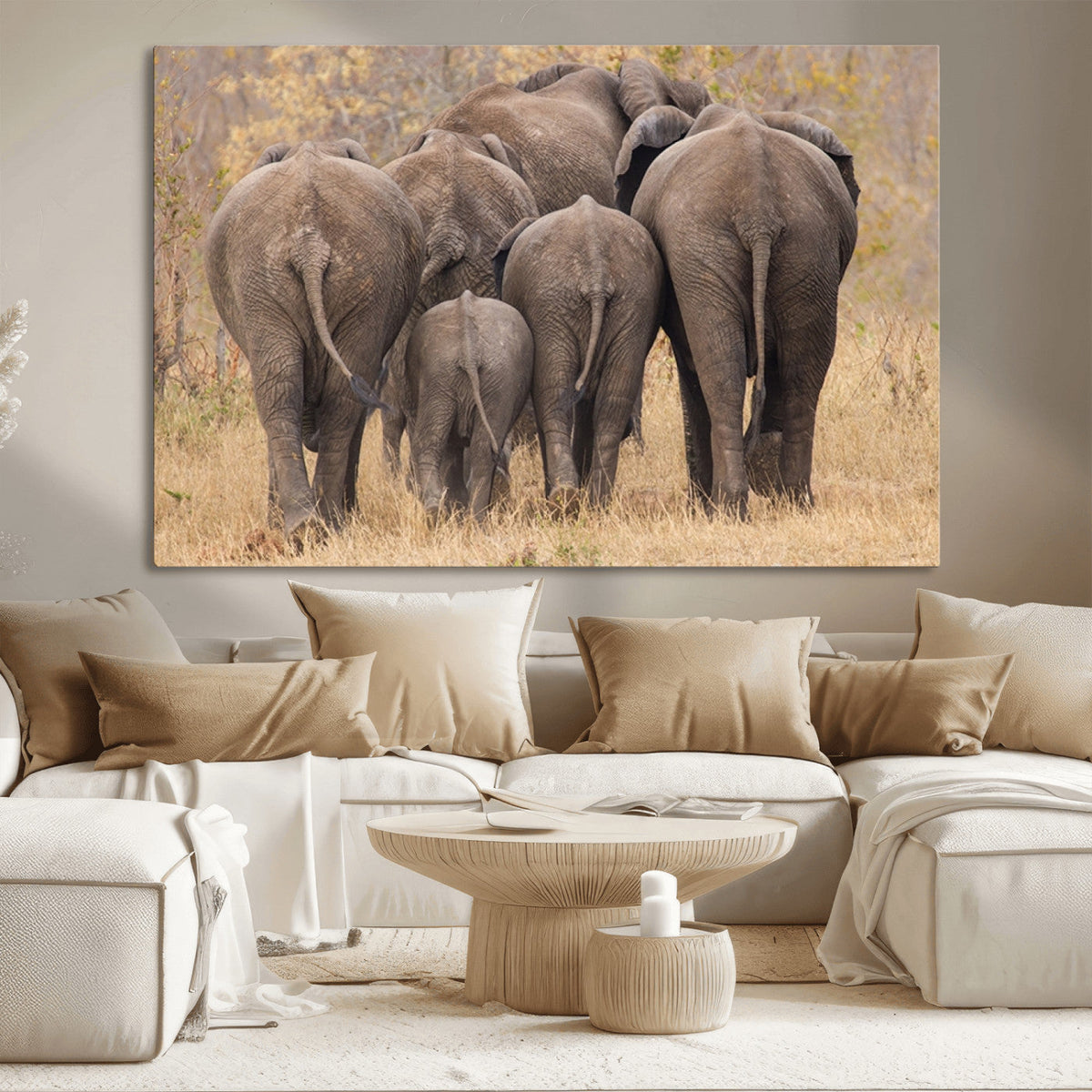 Wild Elephant Wall Art Canvas Print