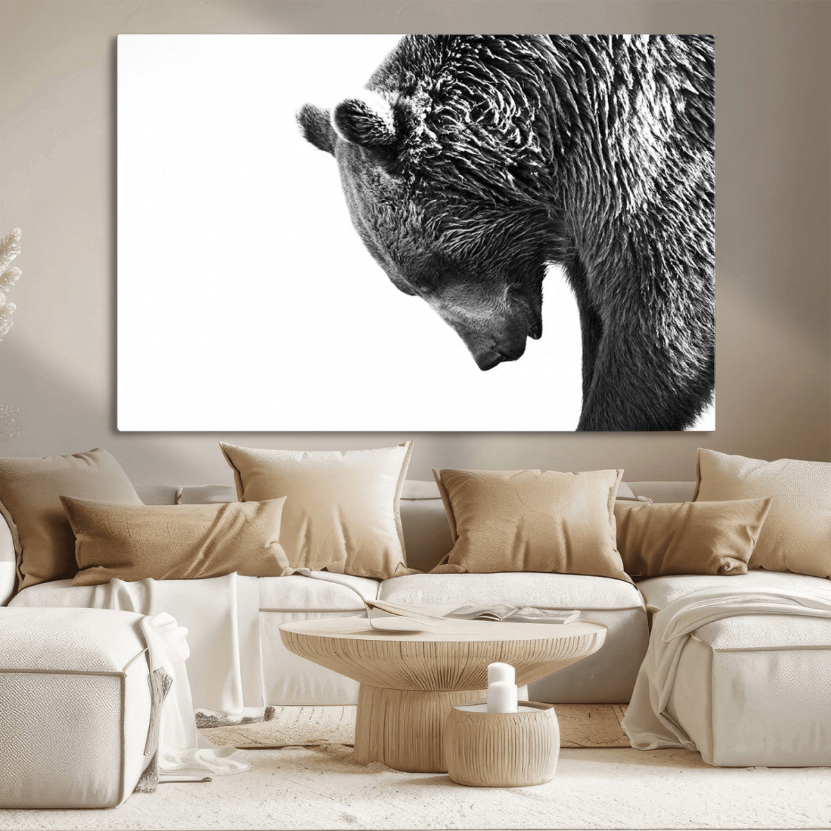 Black and White Grizzly 399 Bear Canvas Print Wall Art |