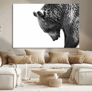 Black and White Grizzly 399 Bear Canvas Print Wall Art |
