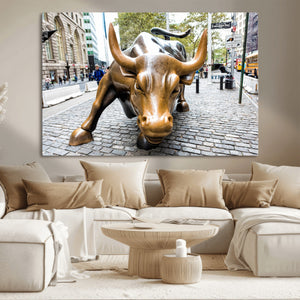 Charging Bull Wall Art Canvas Print