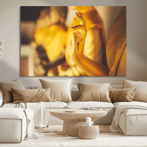Gold Buddha Statue Hands Wall Art Canvas Print