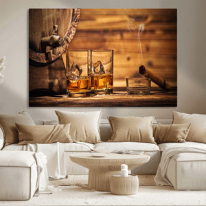 Rustic Whiskey and Barrel Canvas Print
