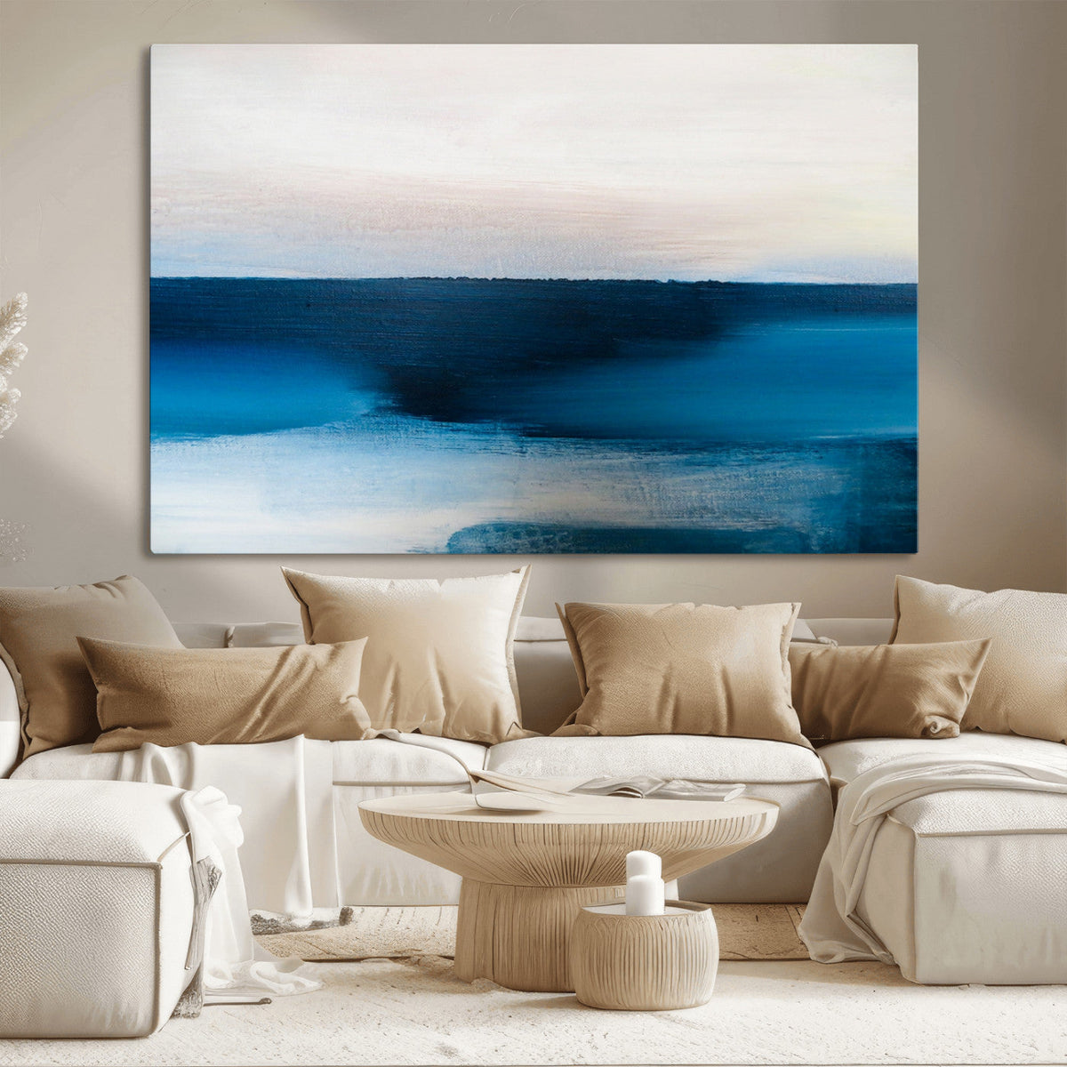 Dark Blue Abstract Wall Art Canvas Print