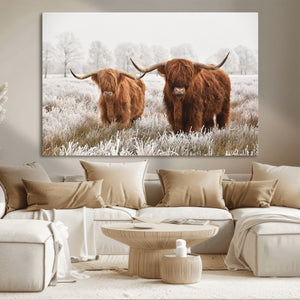 Longhorn Cattle Wall Art Canvas Print, Framed Farmhouse