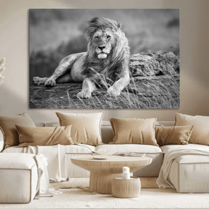 King Forest Lion Wall Art Canvas Print – Framed Majestic