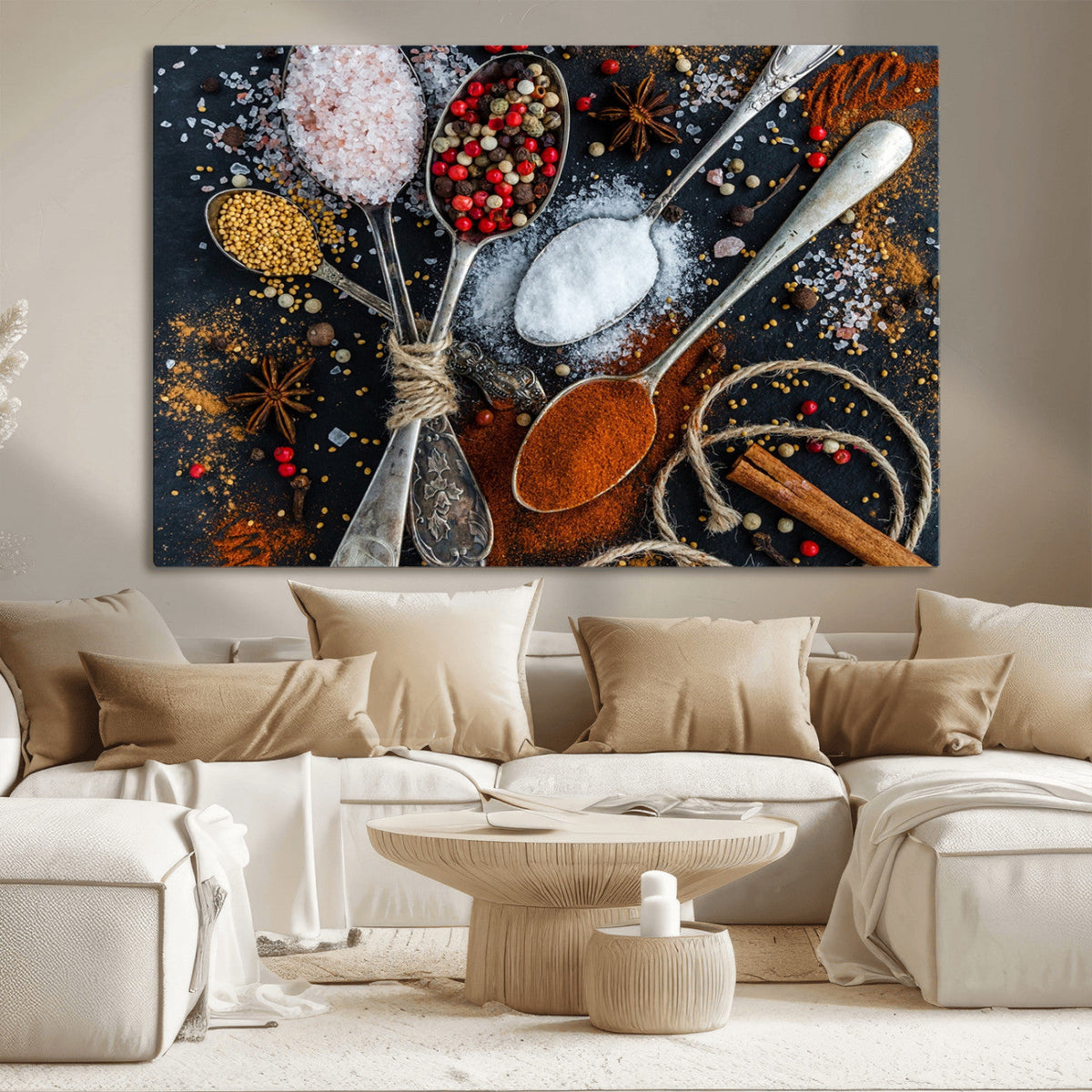 Spices and Seasonings Canvas Wall Art – Colorful Triptych