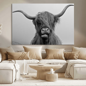 Texas Cow Wall Art Canvas, Texas Longhorn Cattle Canvas