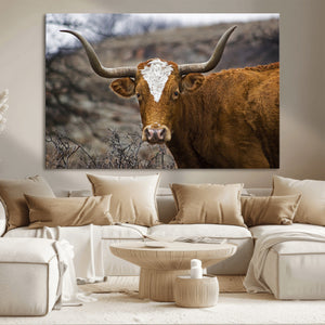 Texas Longhorn Canvas Wall Art - Longhorn Steer Canvas Wall