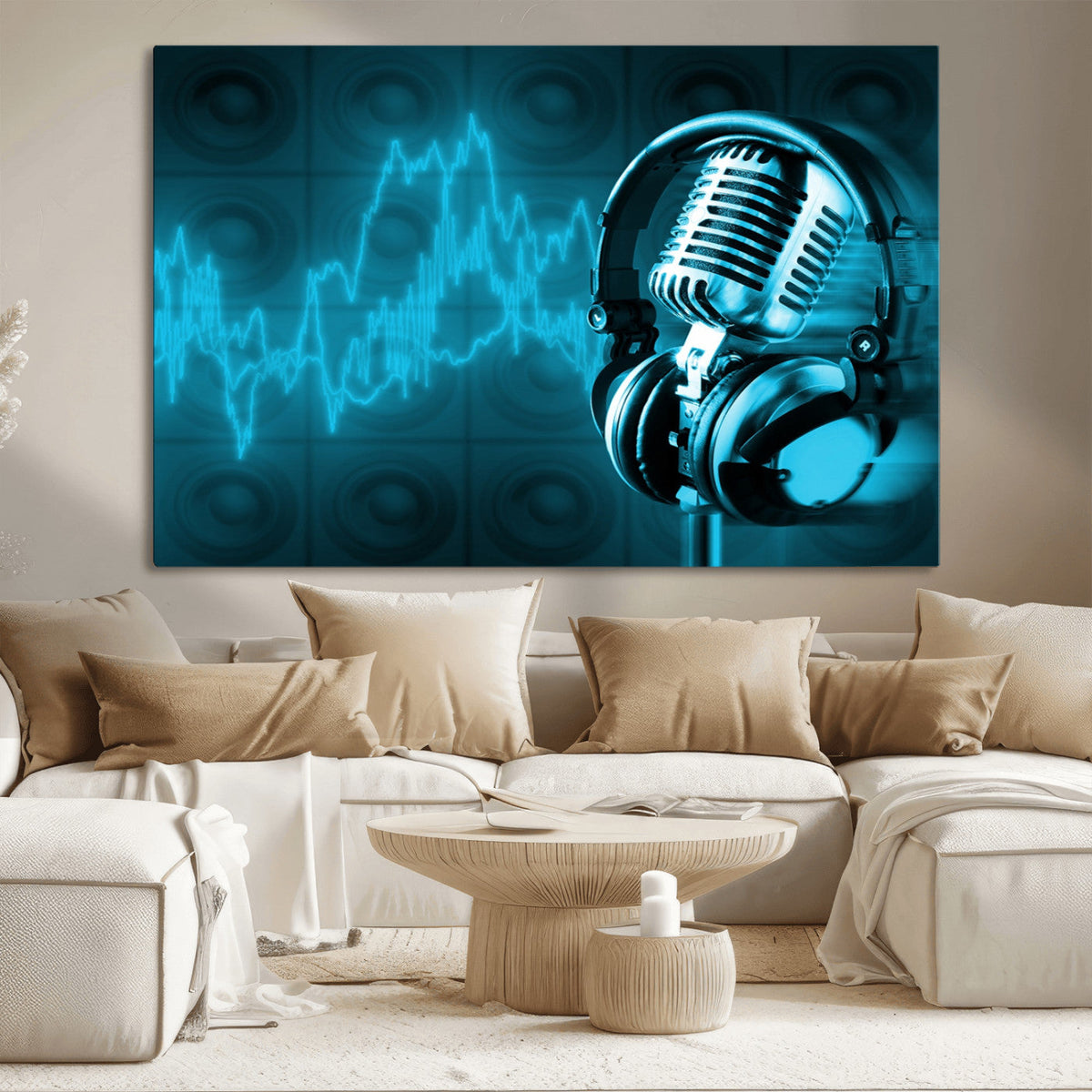 Music and Microphone Wall Art Canvas Print