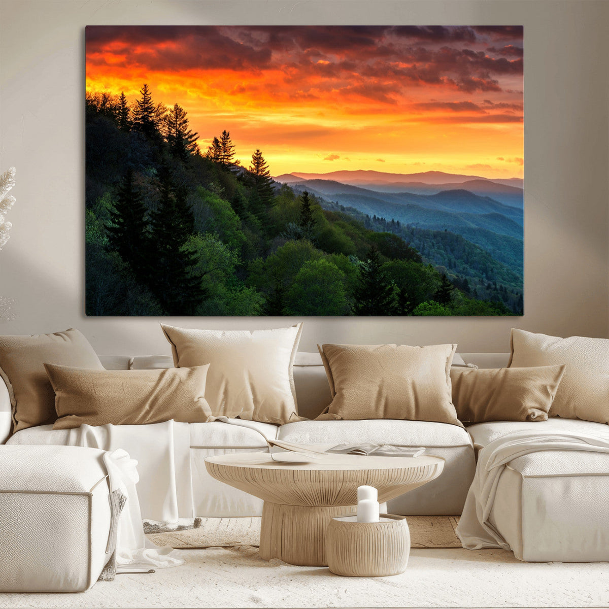 Forest Landscape Wall Art Sunset Canvas, Forest Sunset