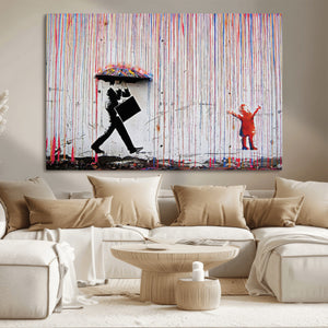 Banksy Wall Art Canvas Print, Framed Graffiti Art Picture