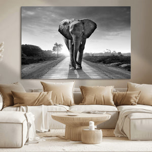 Black and White Elephant Wall Art Canvas Print