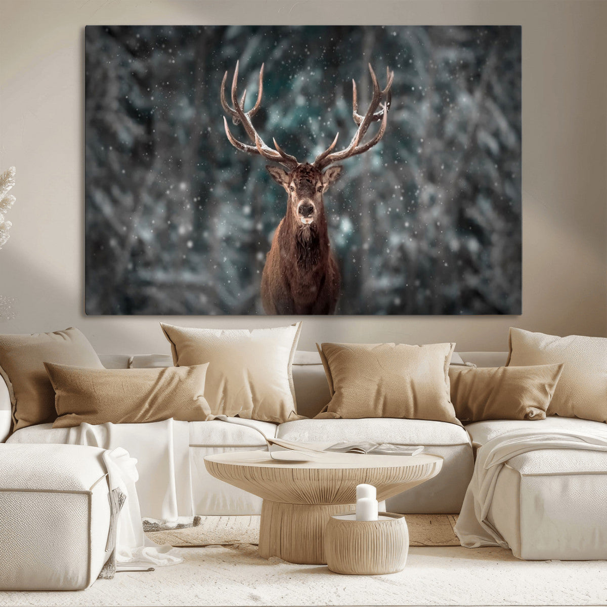 Wall Art Deer Art Animal Canvas, Framed Wall Art Deer Canvas