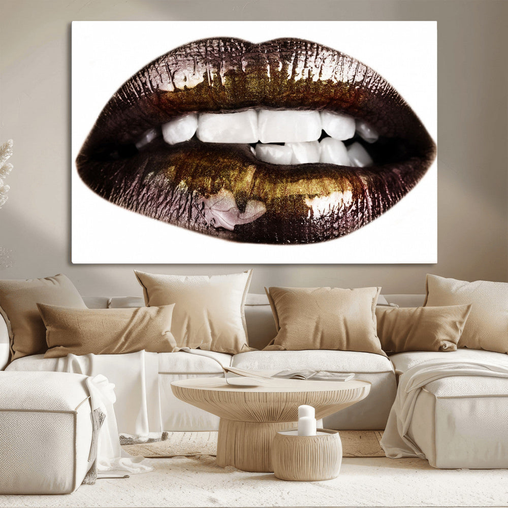 Close Up Lips Wall Art Canvas Print