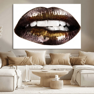 Close Up Lips Wall Art Canvas Print