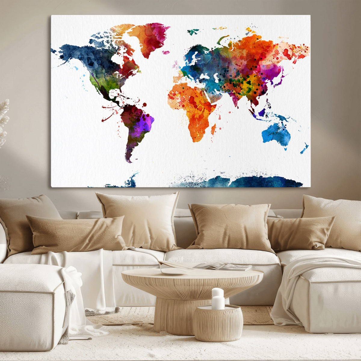 World Map Canvas Print – Detailed Map of the World Wall Art