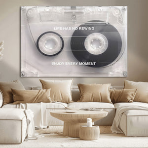 Vintage Cassette Tape Canvas Wall Art - Inspirational 'Life