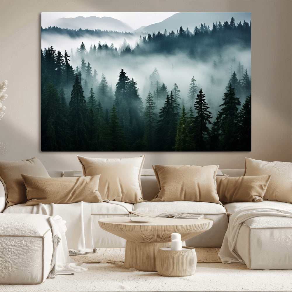 Captivating Misty Forest Wall Art Canvas, Premium Canvas