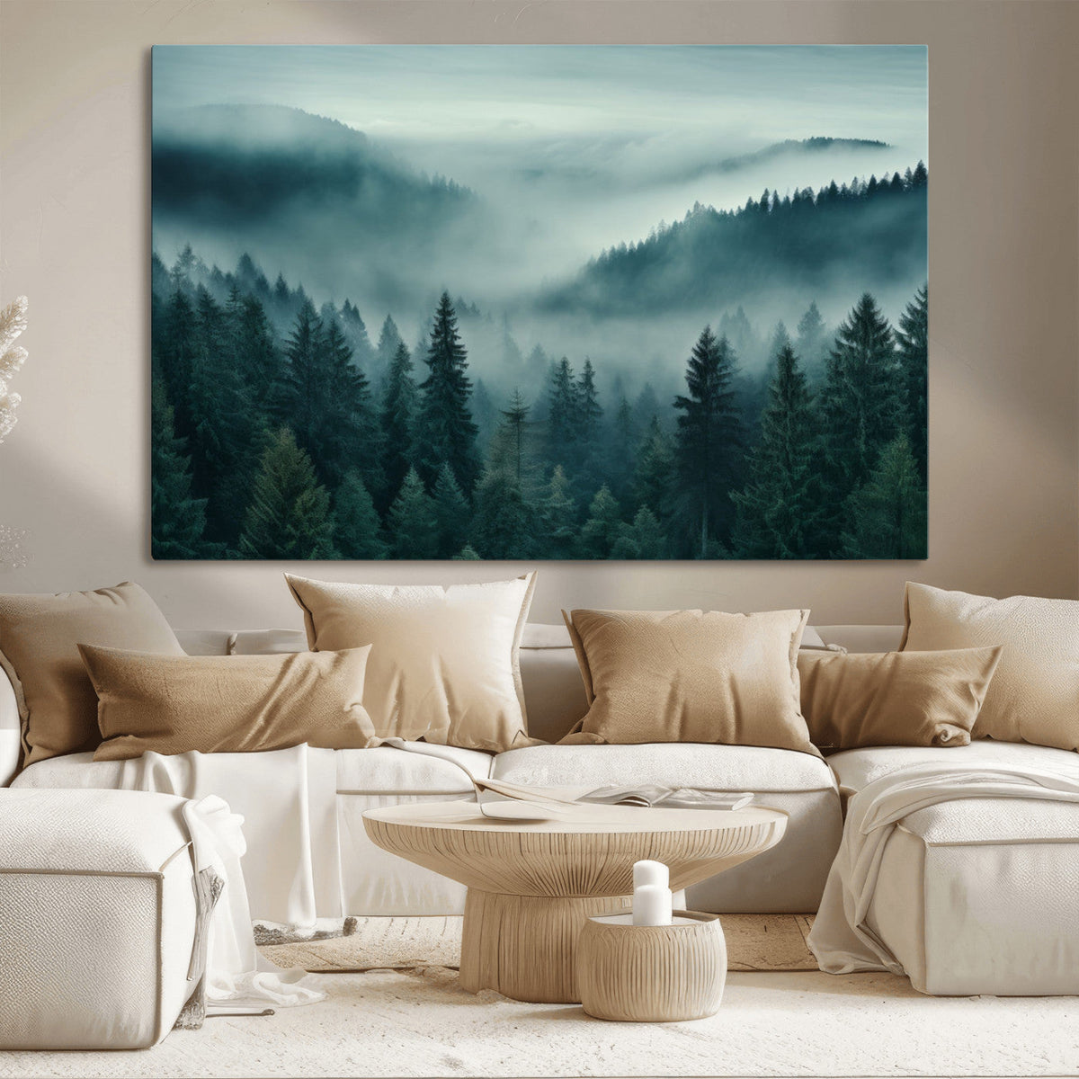 Captivating Misty Foggy Forest Wall Art Premium Canvas Print