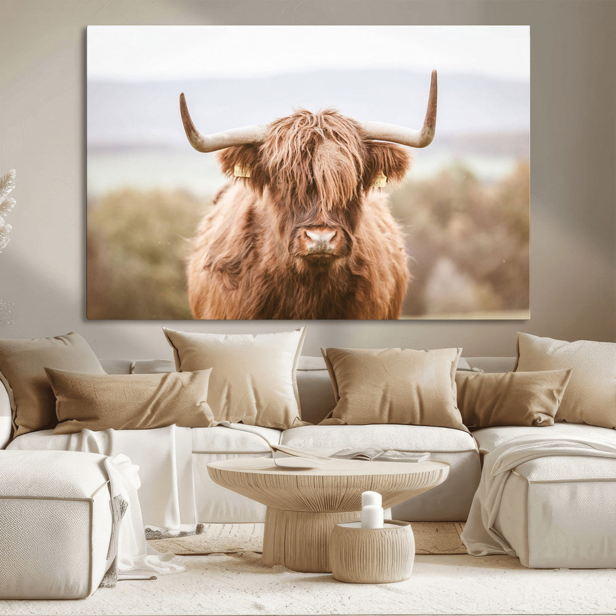 Scottish Serene Highland Cow Canvas Wall Art – Serene