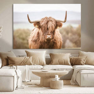 Scottish Serene Highland Cow Canvas Wall Art – Serene