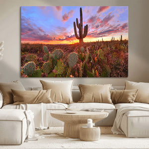 Arizona Desert Wall Art Canvas Print - Framed Deser Sunset
