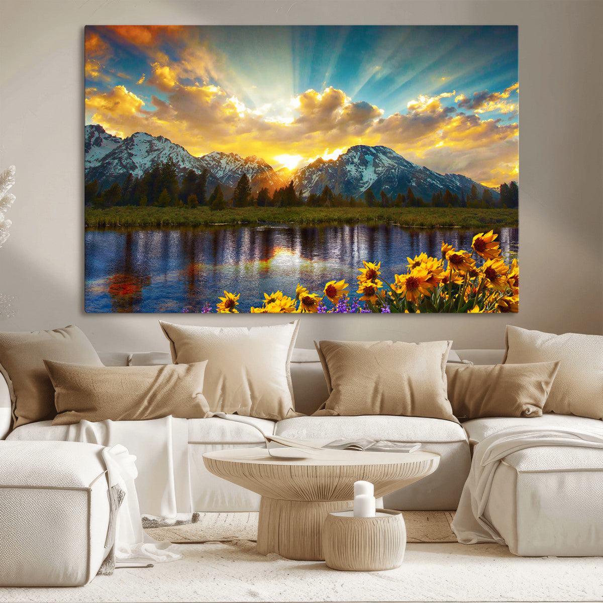 Grand Teton Park Sunrise Wall Art – Vibrant Landscape Canvas