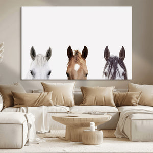 Horse Prints Set, Set of 3 Horse Wall Art, Horses Portraits,