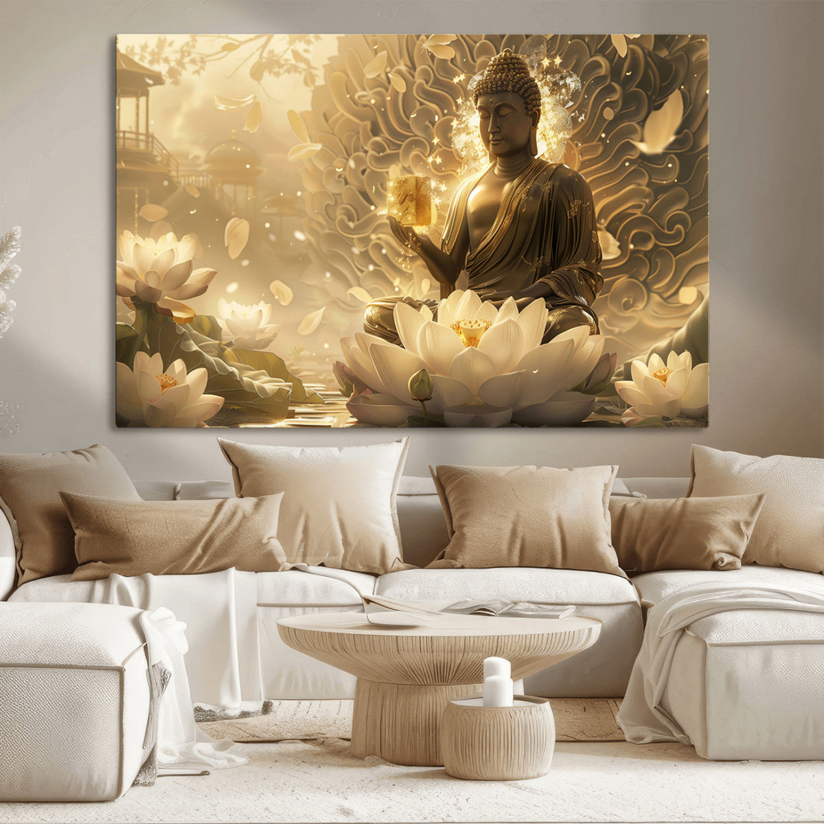 Golden Buddha Wall Art | Yoga Room Decor and Meditation Room