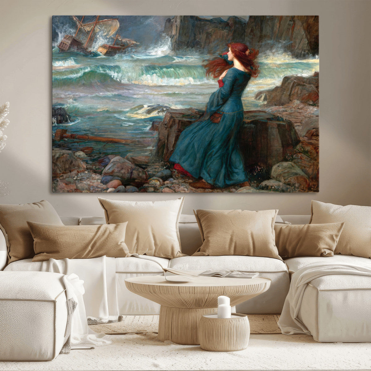 Miranda by the Shore Wall Art Canvas Print – Tempest Scene