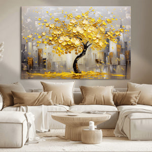 Golden Tree Canvas Print | Abstract Wall Art for Modern