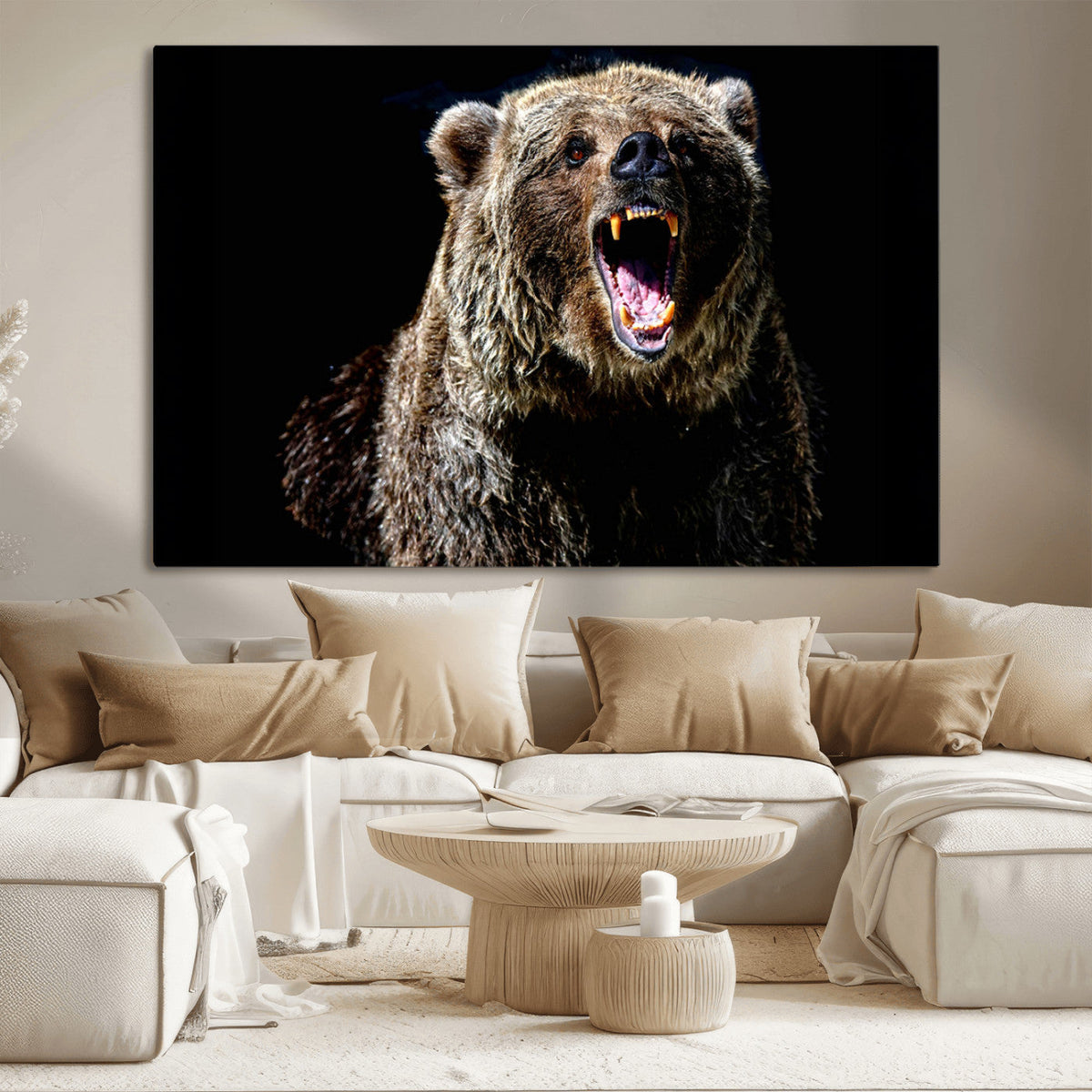 Grizzly Bear Canvas Print | Wildlife Wall Art for Cabin