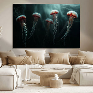 Abstract Jellyfish Wall Art Canvas Print