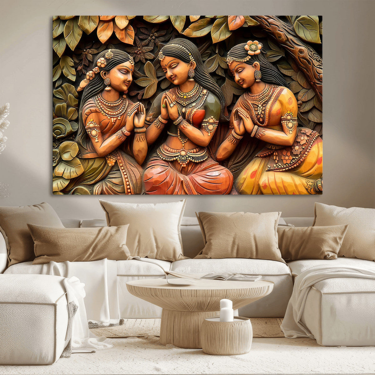 Indian Woman Statue Wall Art Canvas Print
