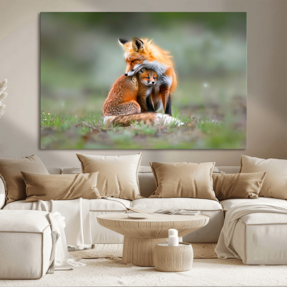 Heartwarming Fox and Baby Cub Wall Art | Ready to Hang