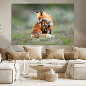 Heartwarming Fox and Baby Cub Wall Art | Ready to Hang