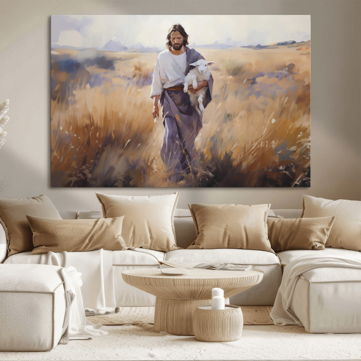 Jesus the Good Shepherd Wall Art Canvas Print - Lost Lamb