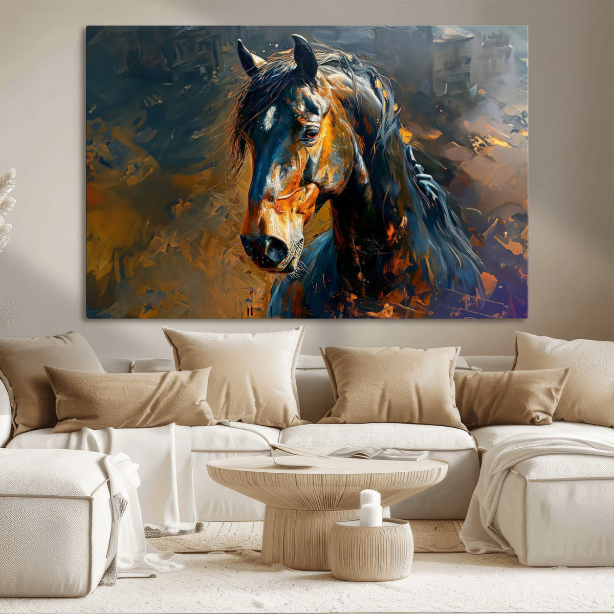 Abstract Horse Wall Art Canvas Print | Farmhouse Wall Decor