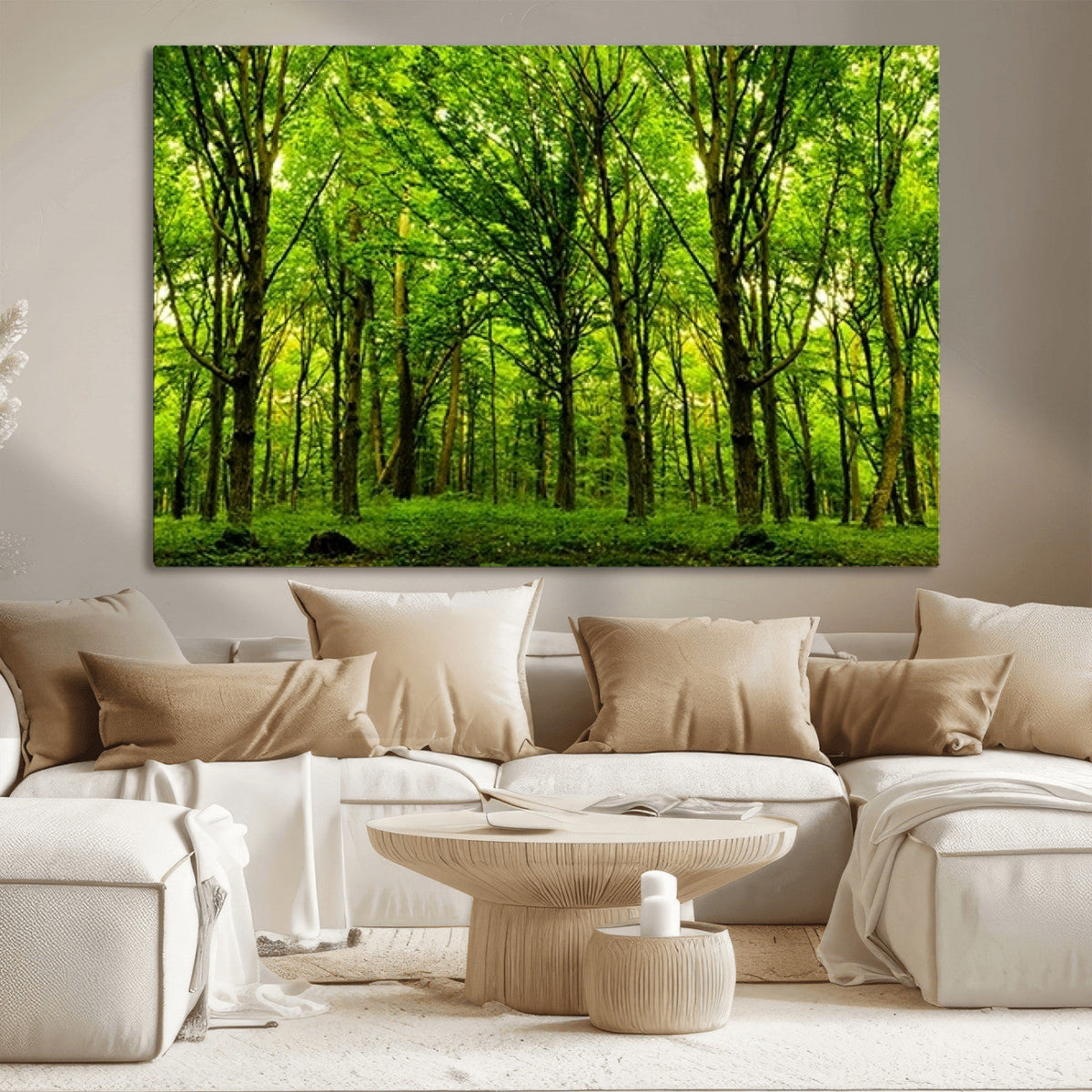 Lush Green Forest Canvas Print | 3-Panel Forest Wall Art |