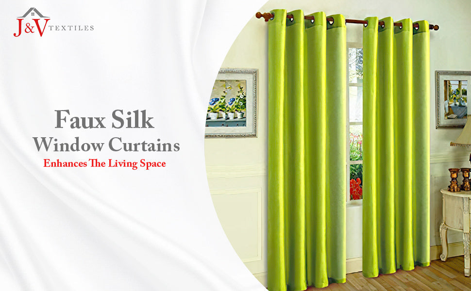 J&V Textiles 2 Panels Solid Grommet Faux Silk Window Curtain Drapes Treatment in 84" Length