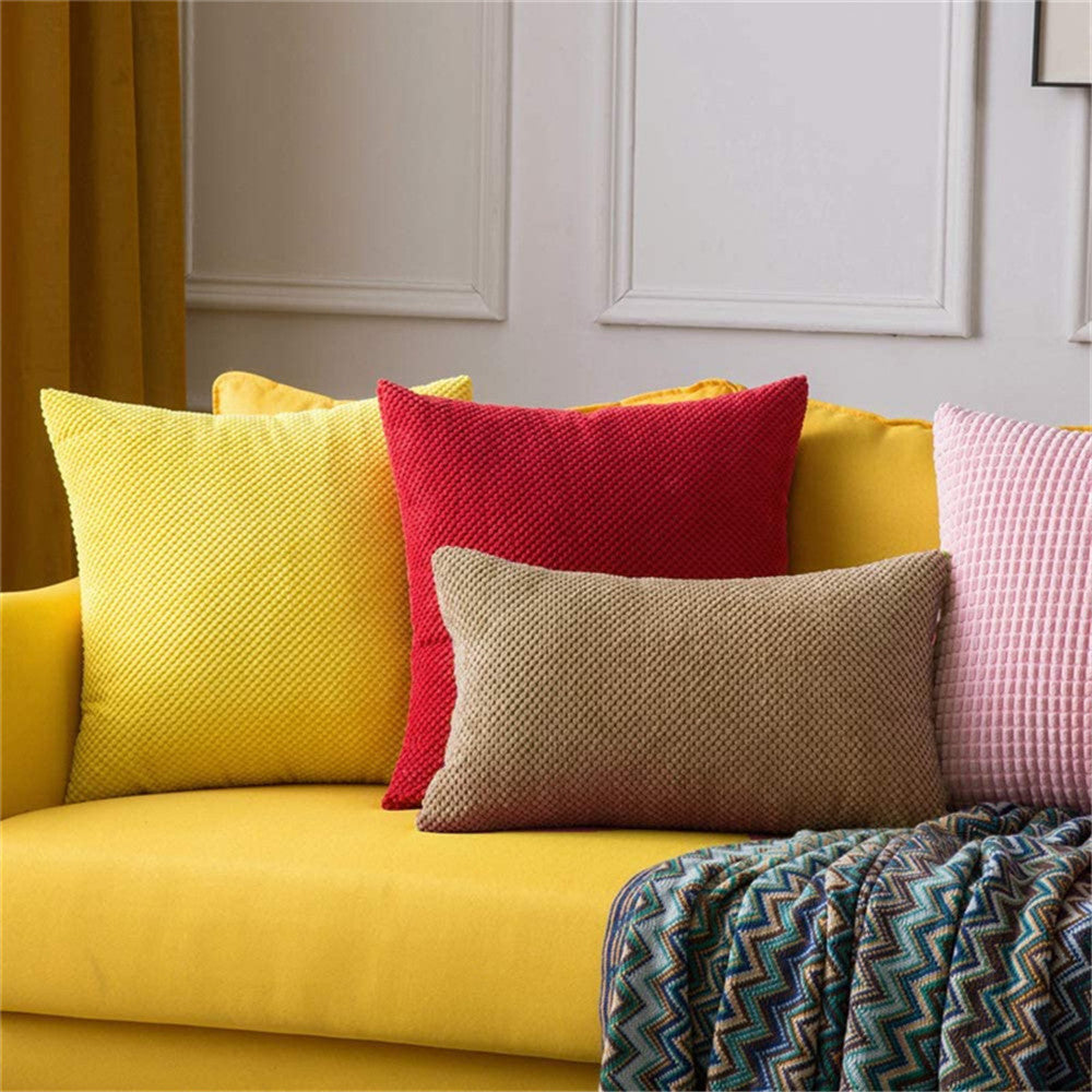 18''x18'' Textured Popcorn Weave Throw Pillow | 10 Colors – Cozy & Modern Solid Design | Couch & Bedroom Accent | Insert Included