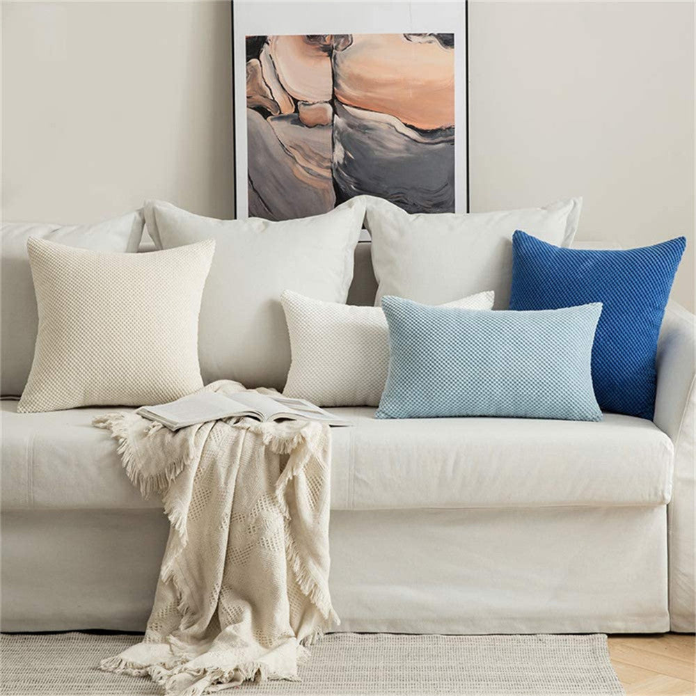 18''x18'' Textured Popcorn Weave Throw Pillow | 10 Colors – Cozy & Modern Solid Design | Couch & Bedroom Accent | Insert Included