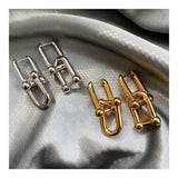 U-Shape Ball Chain Chunky Gold Plated Earring with Gift Pouch