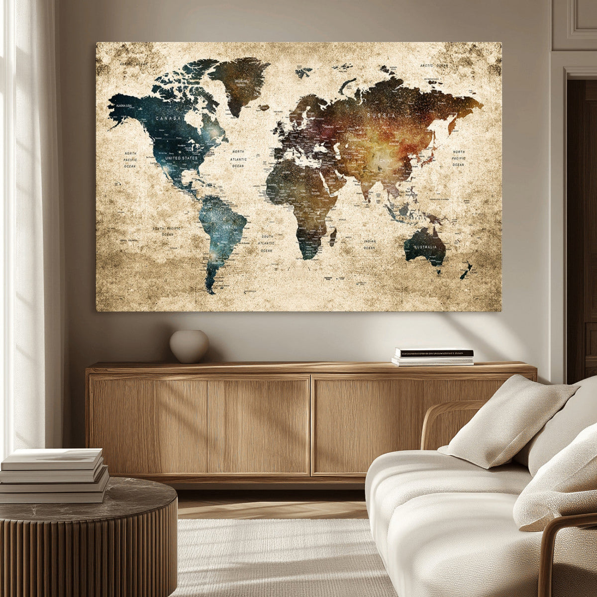 World Map Canvas Print – Detailed Map of the World Wall Art