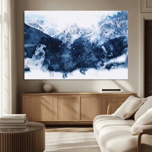 Abstract Blue Mountain Canvas Wall Art – Modern Triptych