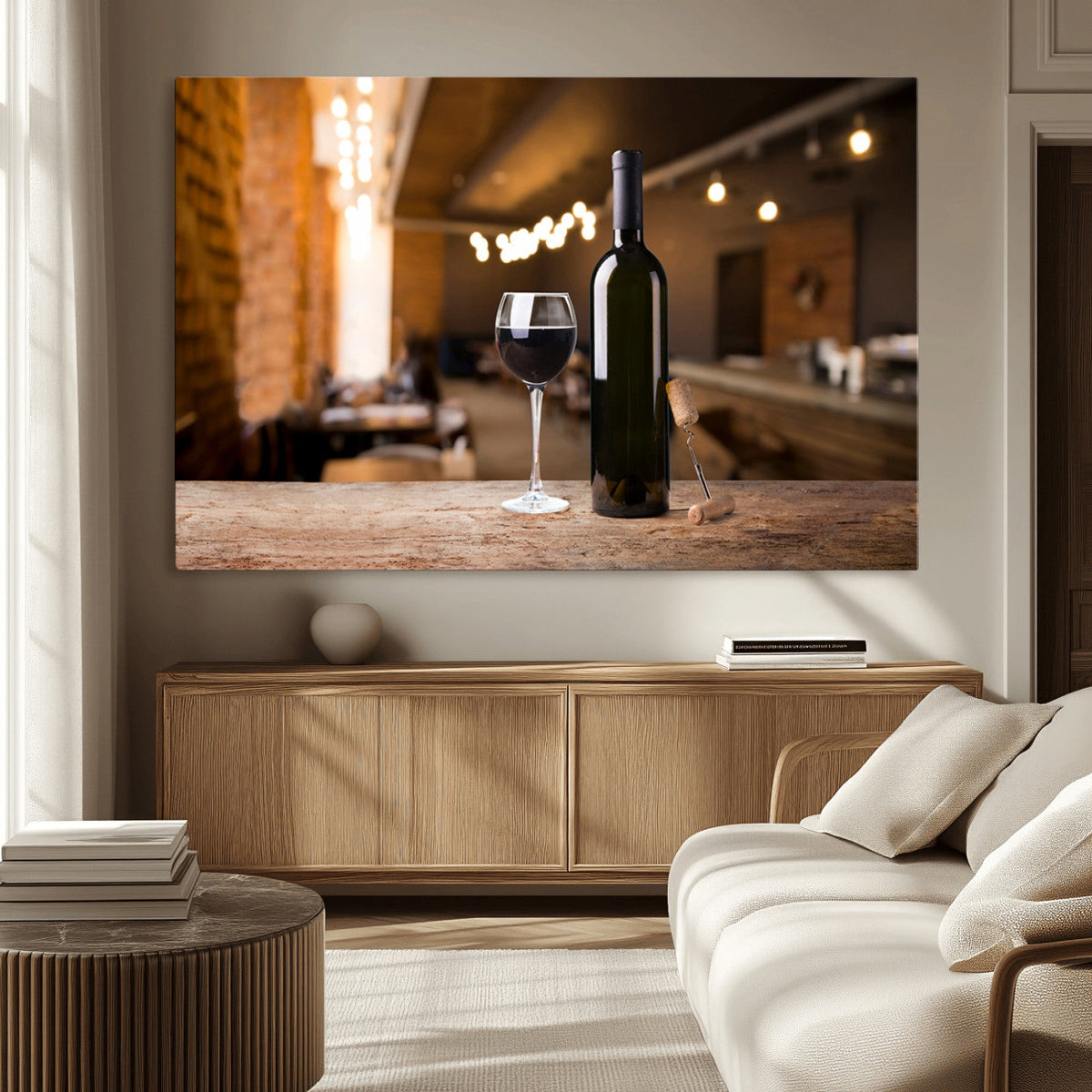 Wine and Bottle Wall Art Canvas Print